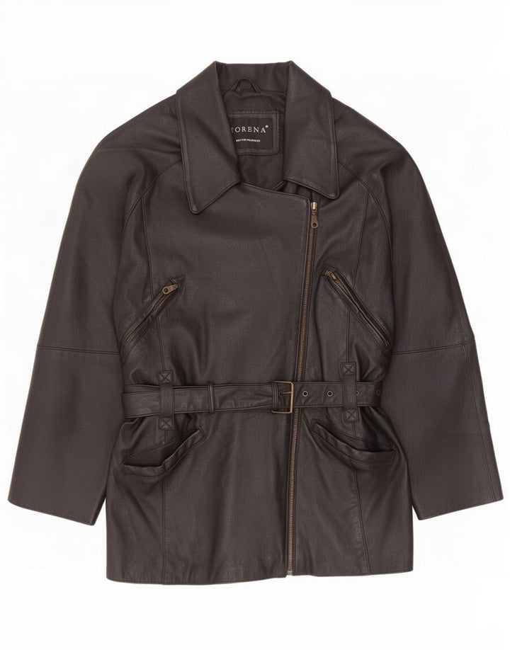 Morena Chaqueta de cuero extragrande para mujer UK 10 Small Black