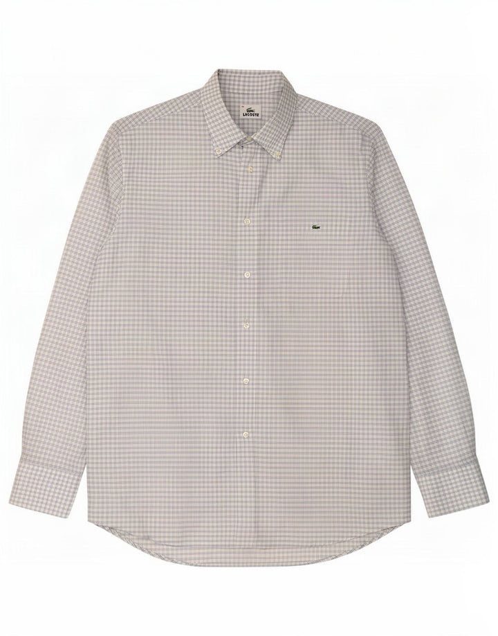 Camisa Lacoste Hombre Talla 42 Algodón Cuadros Azul Grande