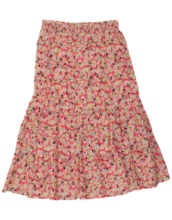Marks & Spencer Falda escalonada para mujer UK 10 Small W28 Algodón floral rosa