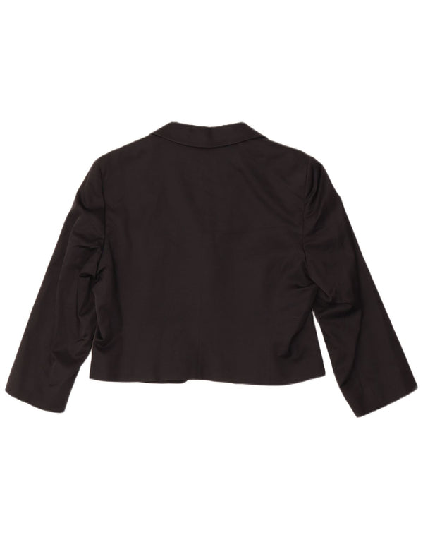 Marella Chaqueta Bolero de Manga 3/4 para Mujer con 1 botón UK 44 Grande Viscosa Negra