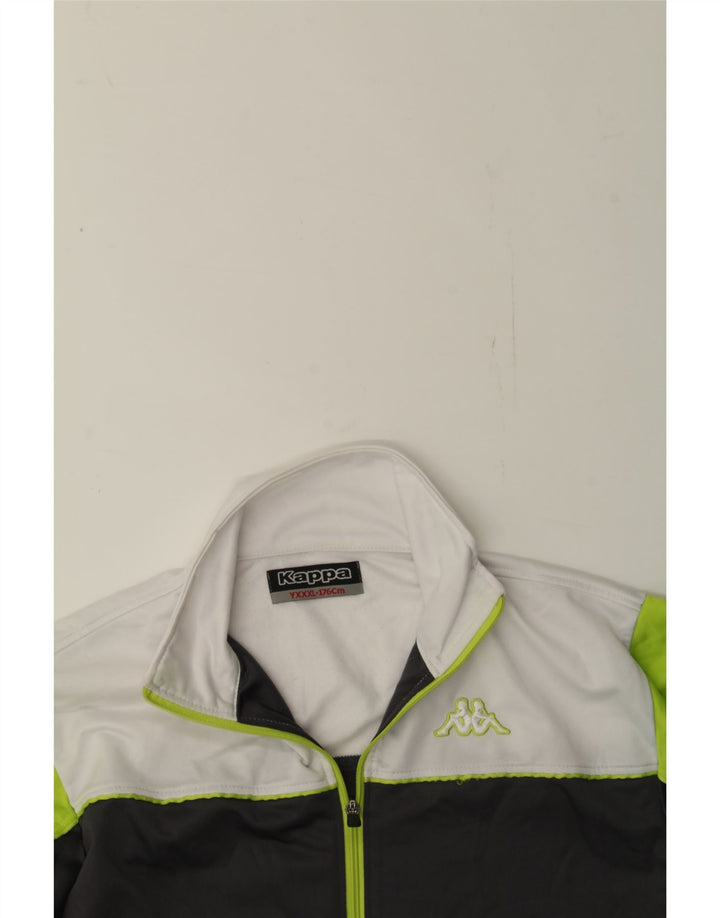 KAPPA Boys Tracksuit Top Jacket 15-16 Years 3XL Grey Colourblock Polyester Vintage Kappa and Second-Hand Kappa from Messina Hembry 
