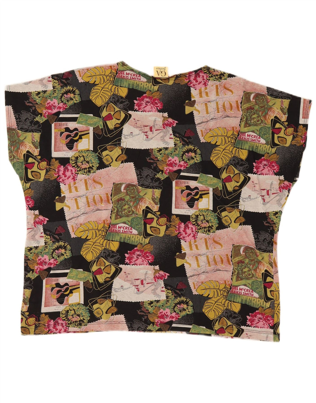 VINTAGE Camiseta gráfica para mujer Top EU 46 XL Algodón multicolor