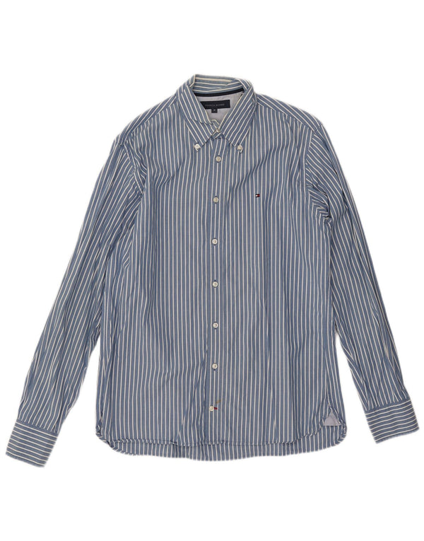 TOMMY HILFIGER Camisa de hombre de algodón a rayas azul medio