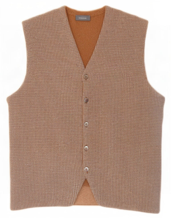 Rossopuro Chaleco De Punto Hombre IT 50 Lana De Pata De Gallo Beige Medio