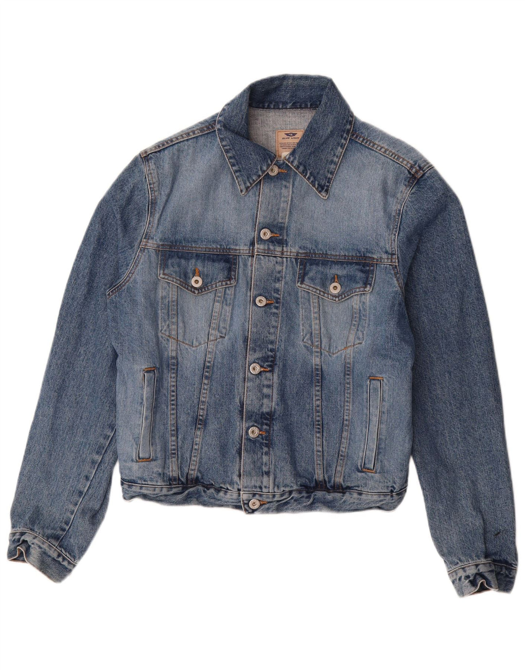 Vintage hombres chaqueta de mezclilla Reino Unido 38 algodón azul medio