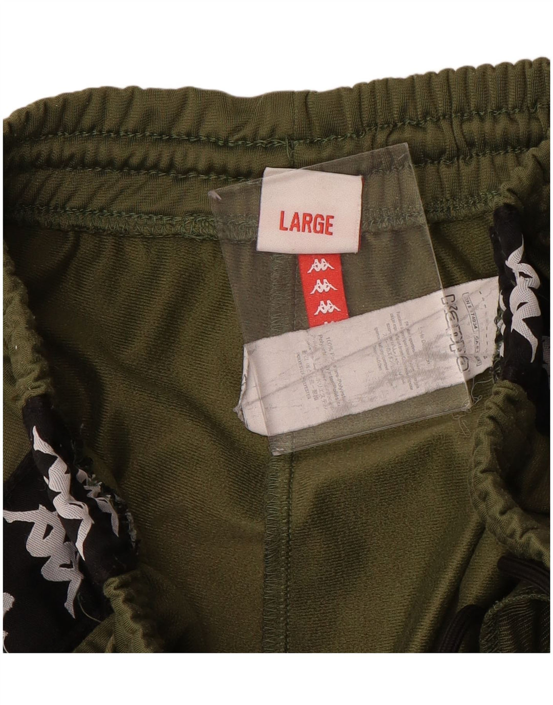 KAPPA Hombre Pantalones De Chándal Gráfico Joggers Large Verde Colorblock