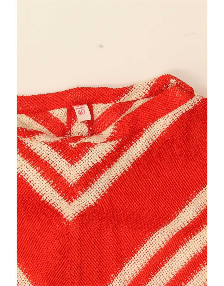 Vintage mujer punto blusa Top EU 40 Chevron rojo medio