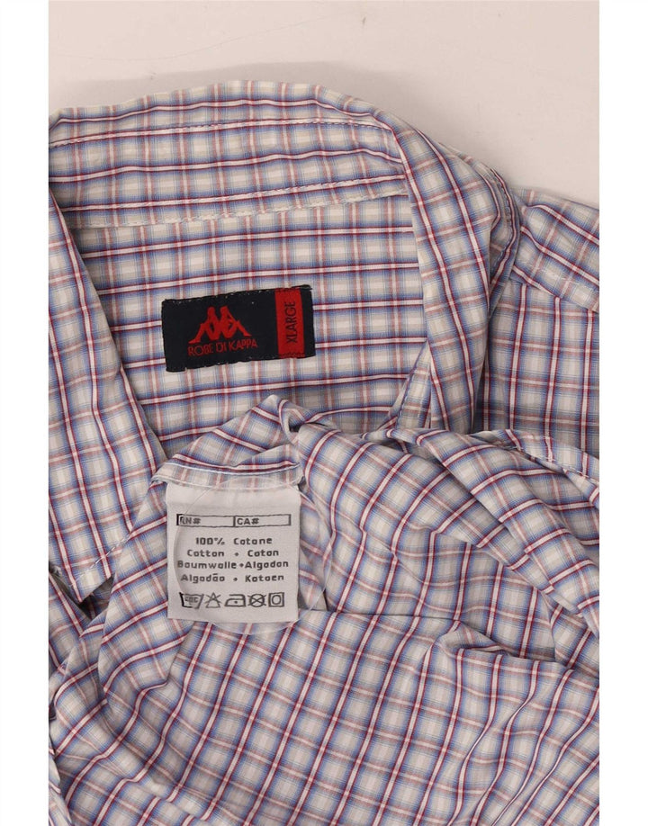 Kappa Hombre Camisa Manga Corta XL Azul Cuadros Algodón