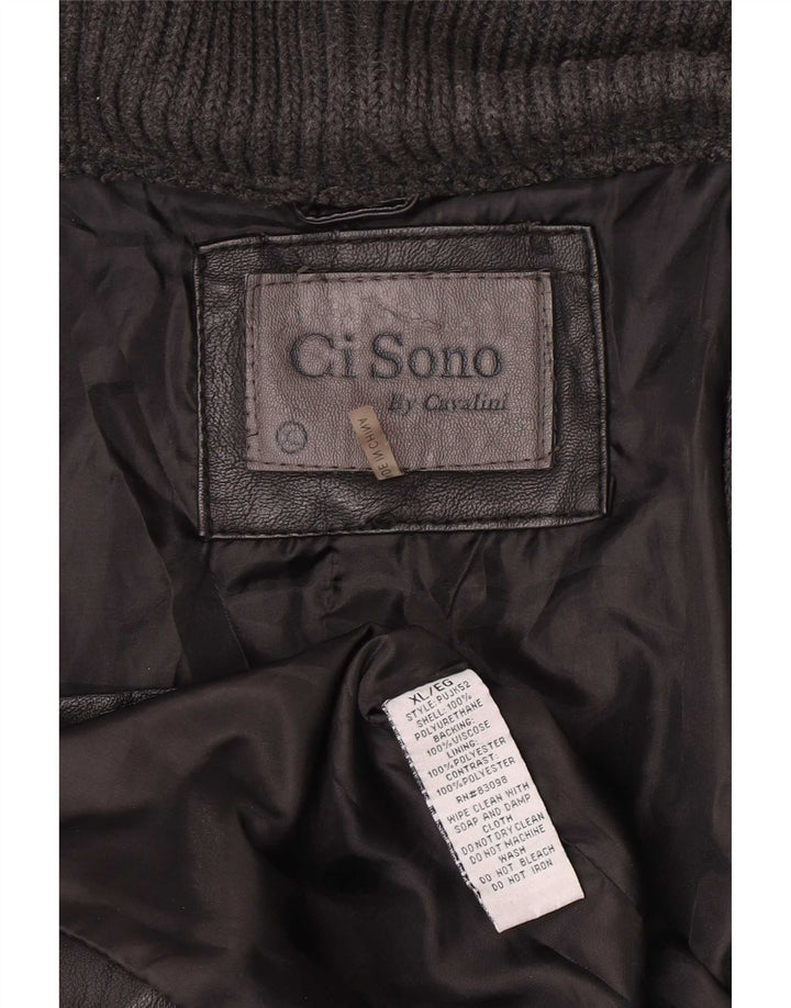 Cavalini Chaqueta motera abierta de piel sintética para mujer UK 40 XL Poliuretano negro