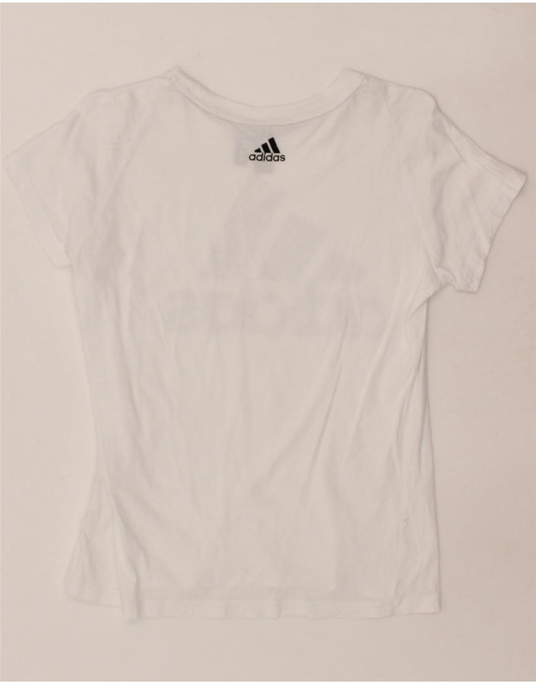ADIDAS Womens Graphic T-Shirt Top UK 12/14 Medium White Vintage Adidas and Second-Hand Adidas from Messina Hembry 