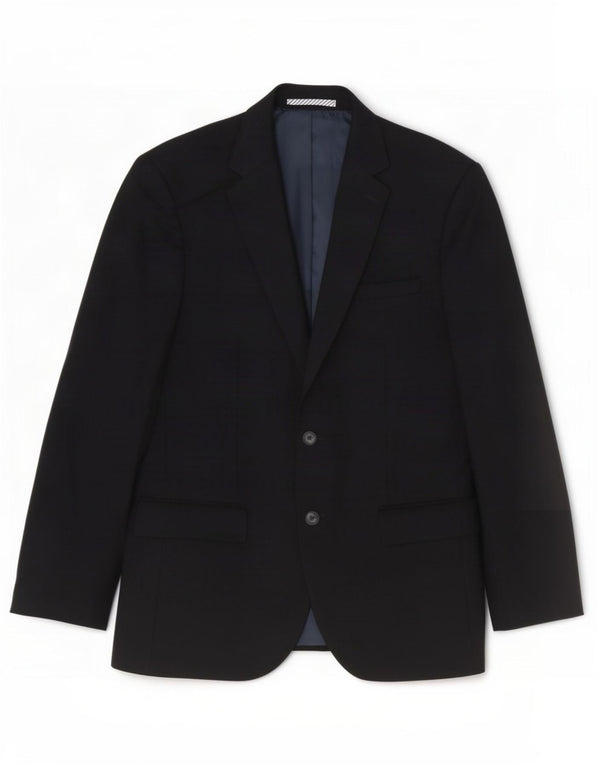 Marks & Spencer Mens 2 Button Blazer Jacket UK 38 Medium Black Wool