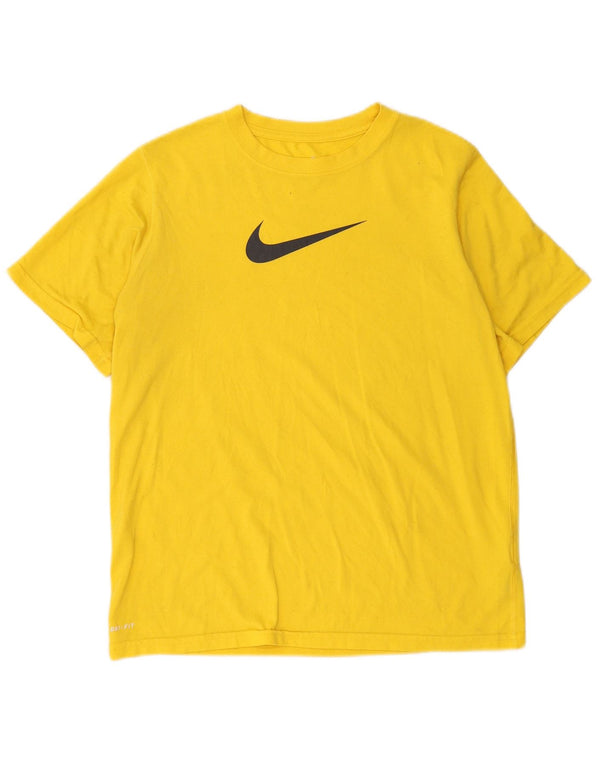 Nike Mujer Dri Fit Graphic Camiseta Top UK 40 Grande Poliéster Amarillo