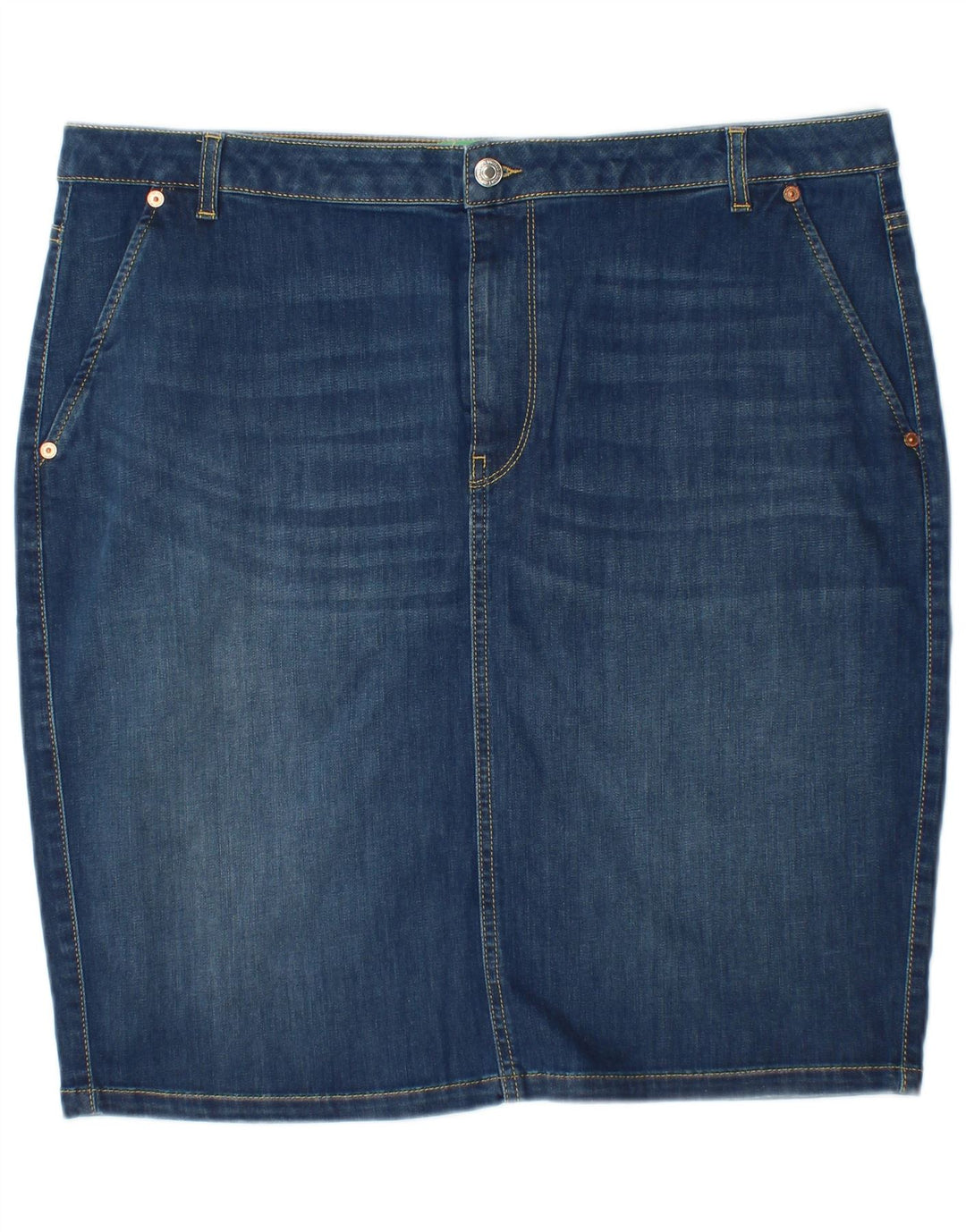 BENETTON Womens Denim Skirt W35 Large  Navy Blue Cotton