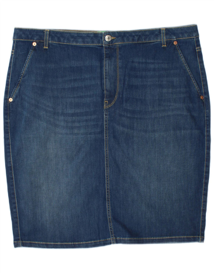 BENETTON Womens Denim Skirt W35 Large  Navy Blue Cotton