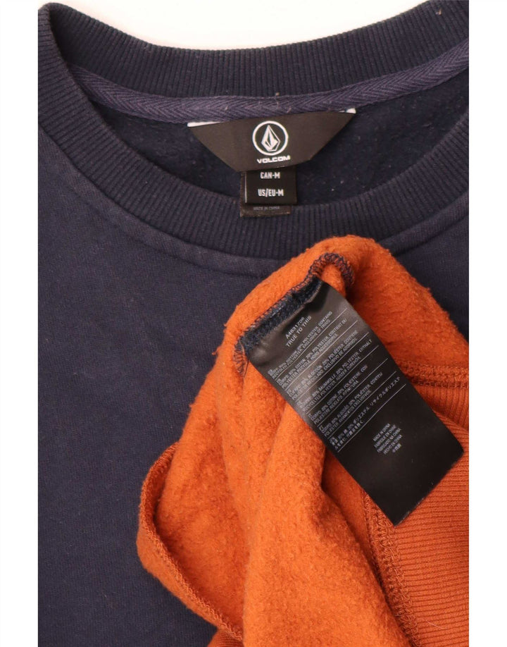Volcom Hombre Sudadera Jumper Medium Azul Marino Colorblock Algodón