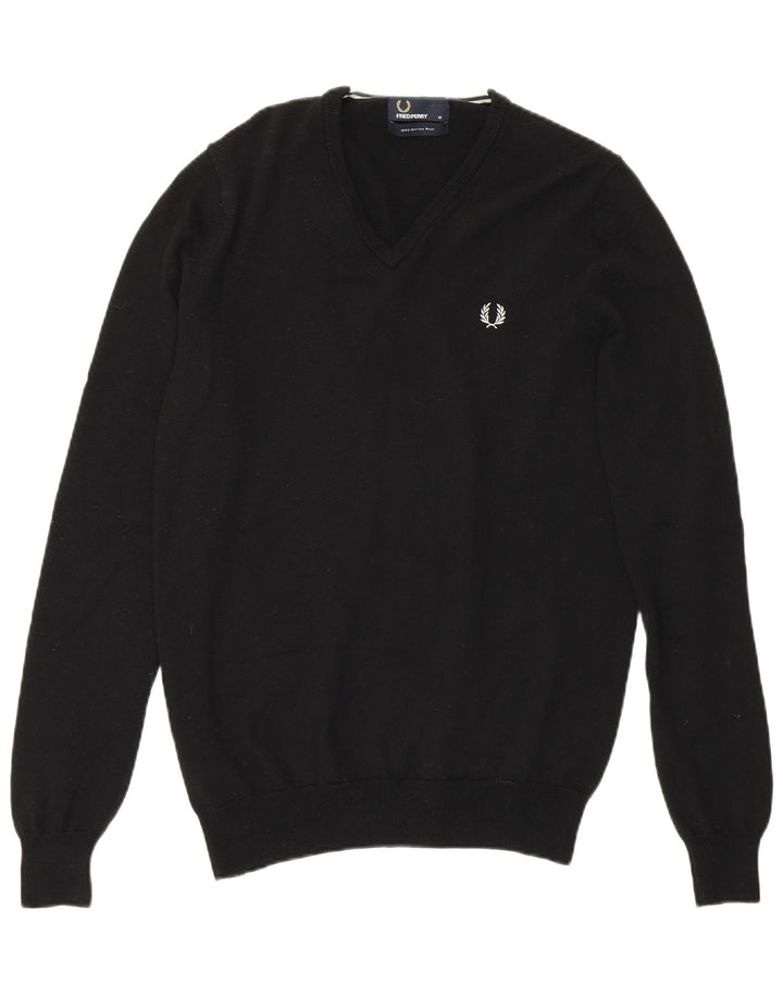 Fred Perry Jersey Con Cuello En V Para Hombre Lana Merino Negra Mediana