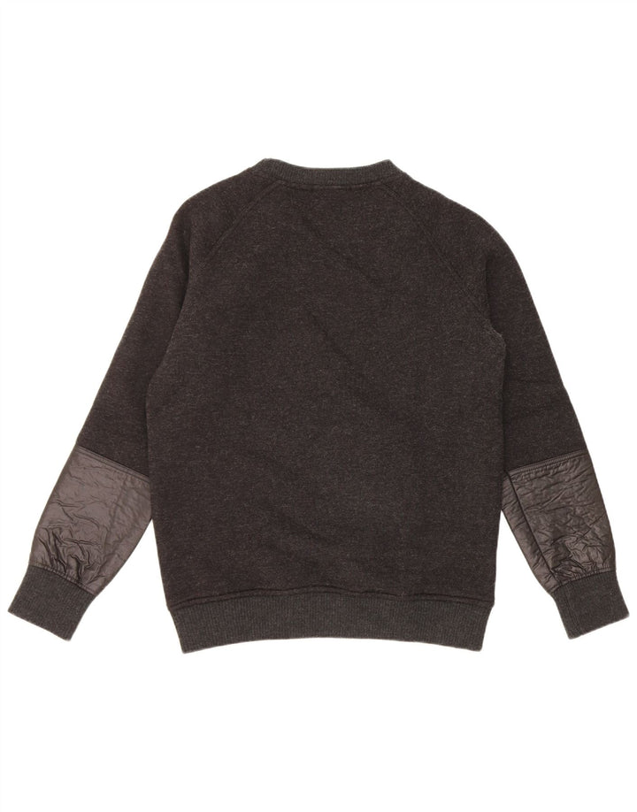 David Naman Jersey de cuello redondo para hombre de lana a cuadros gris medio