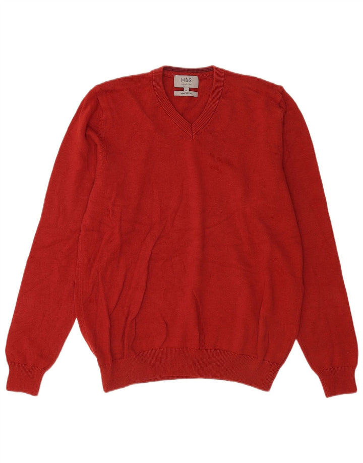 Marks & Spencer Suéter con Cuello en V para Hombre Rojo Medio