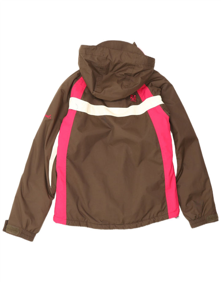 ANIMAL Chaqueta impermeable con capucha de gran tamaño para mujer UK 10 Small Brown Colourblock