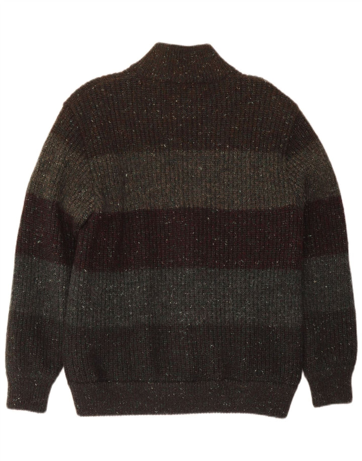 Peter Brown - Cárdigan para hombre de lana a rayas de color caqui medio