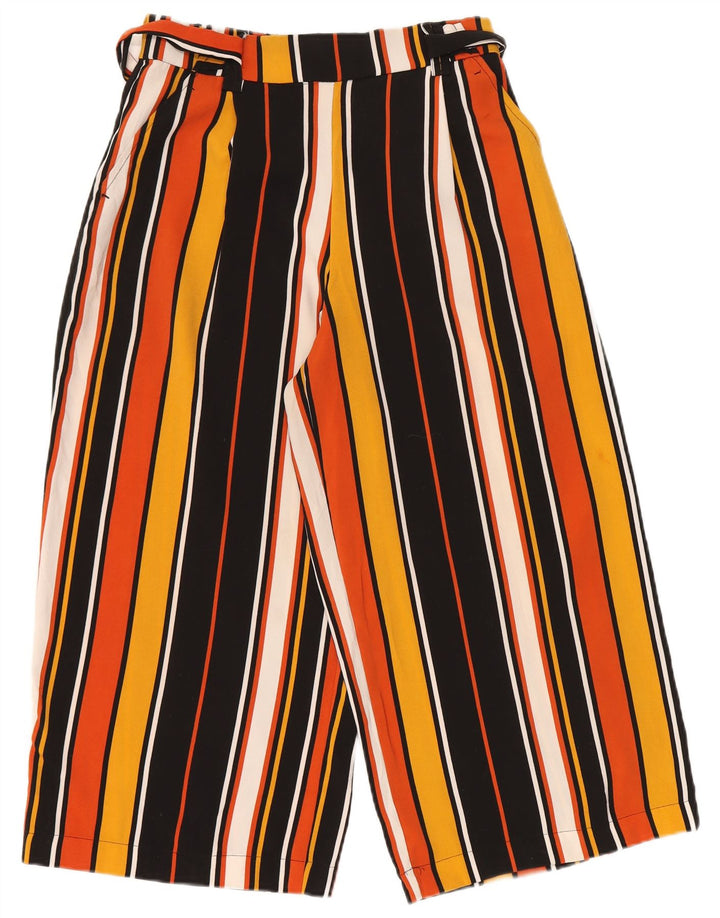 ZARA Womens Wide Leg Cropped Trousers Medium W30 L23 Multicoloured Striped