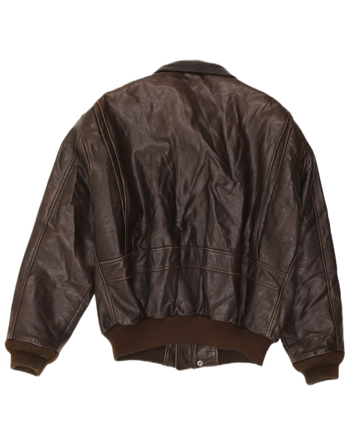 Chaqueta de cuero militar vintage para hombre IT 54 2XL Marrón