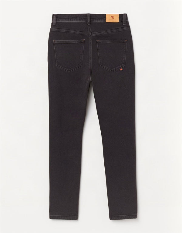 Vintage mujeres montando jeans de cintura alta W32 L30 algodón negro