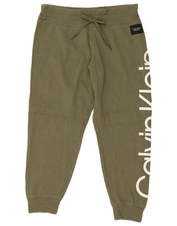 CALVIN KLEIN Pantalones de chándal con estampado gráfico para mujer Joggers UK 40 Medium Khaki
