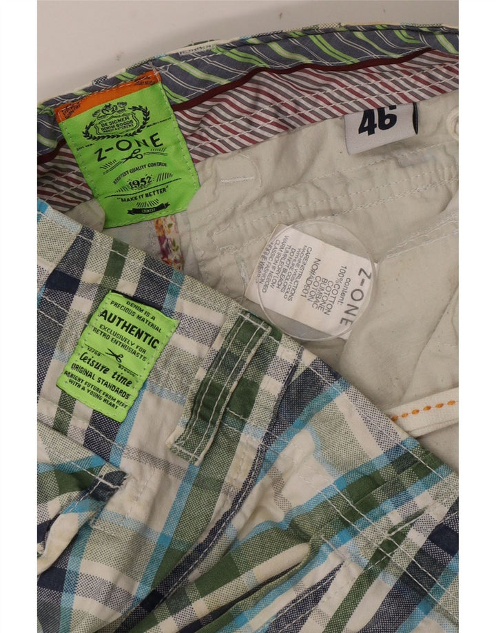 ZONE Pantalones cortos cargo para hombre IT 46 Small W32 Algodón a cuadros multicolor