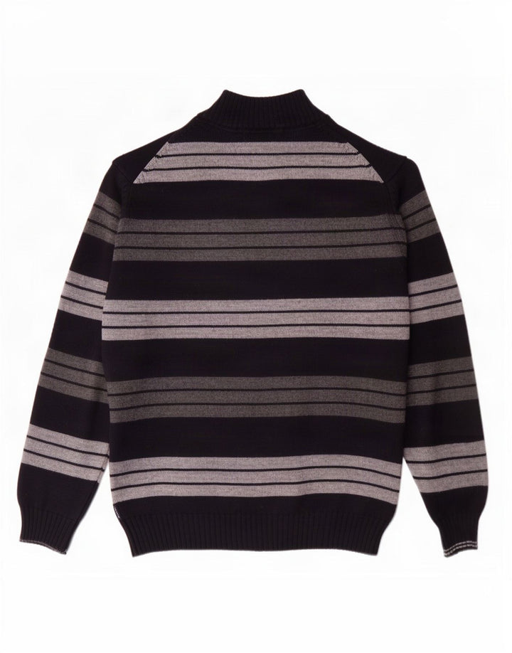 Il Granchio - Jersey para hombre con cuello y cremallera, talla grande, color azul marino a rayas