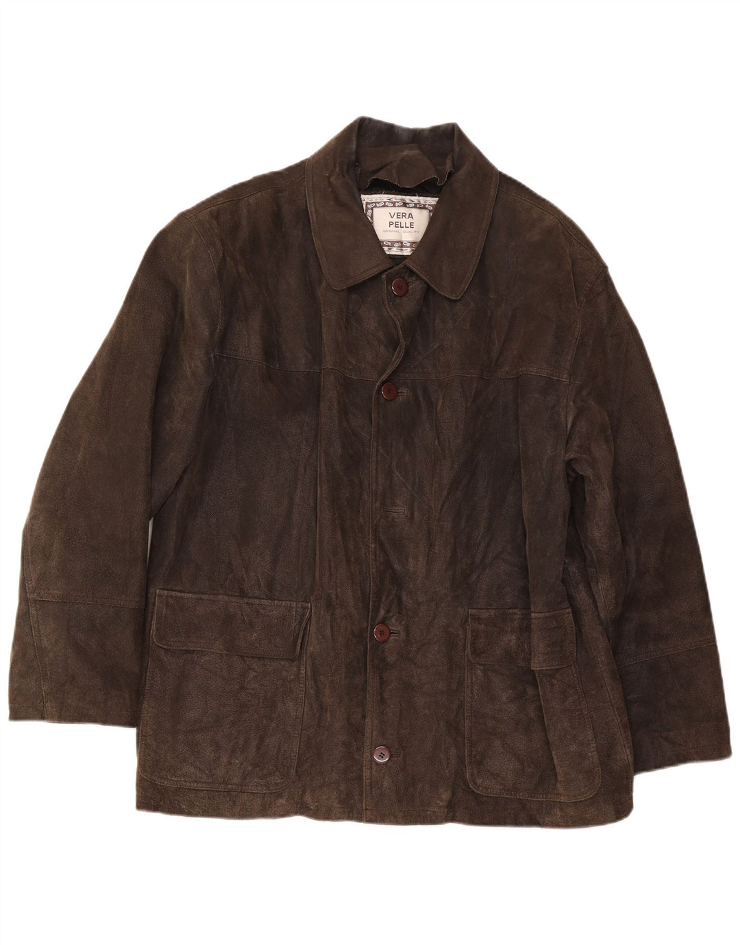 Chaqueta de ante vintage para hombre IT 54 2XL cuero marrón