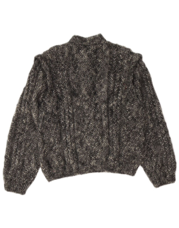 VINTAGE suéter cárdigan para mujer Reino Unido 16 gris grande