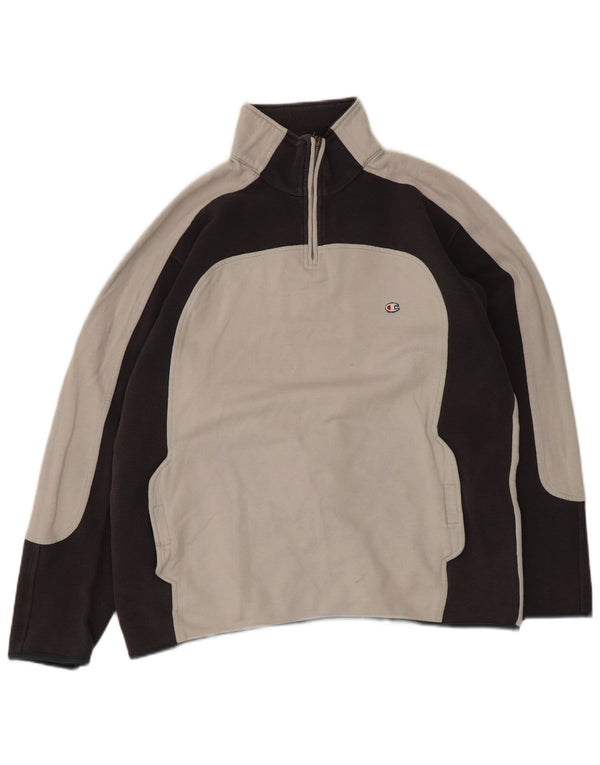 Champion Sudadera Con Cuello Y Cremallera Para Hombre Jumper Large Gris Colorblock