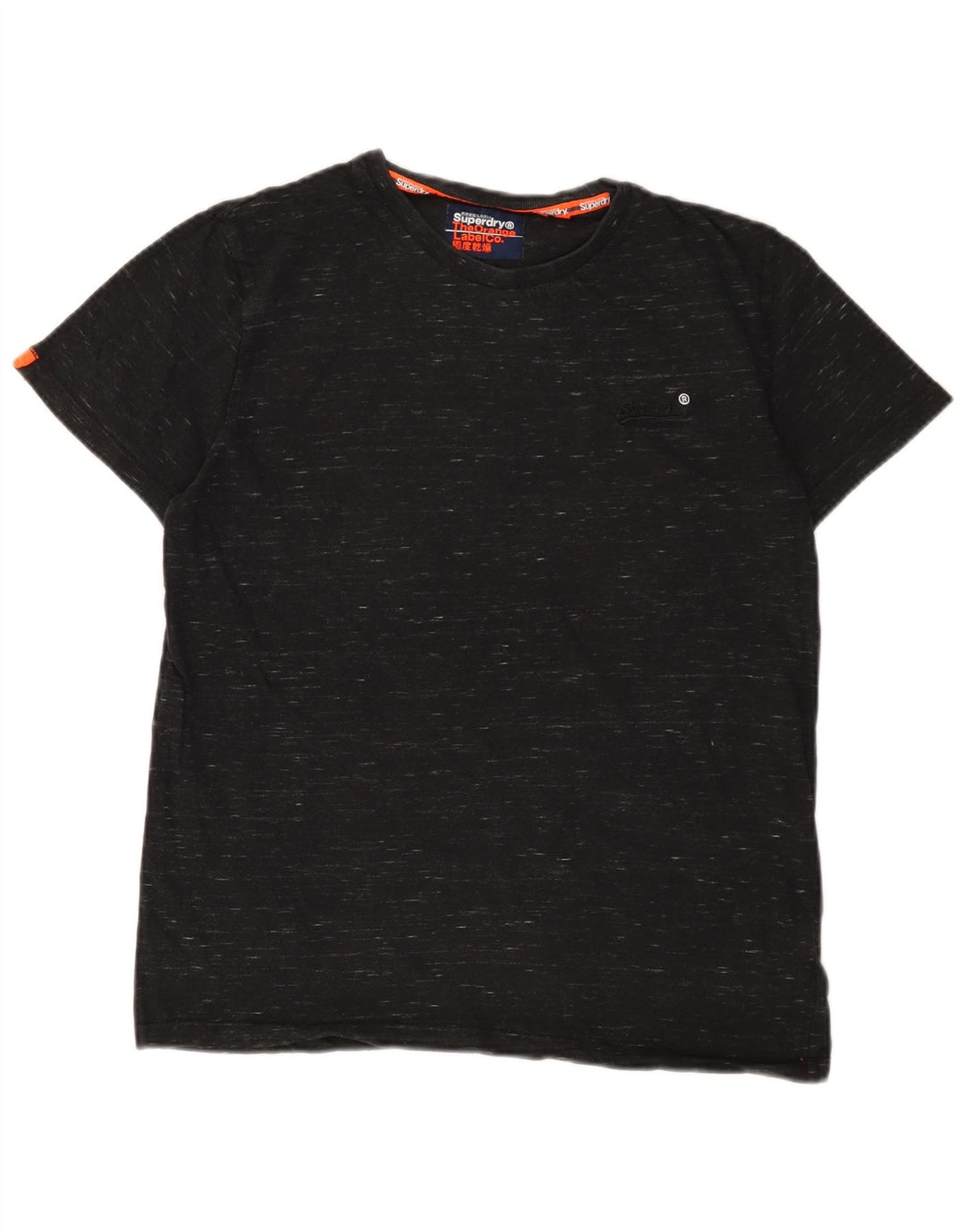 SUPERDRY Hombre Camiseta Top Medium Black Moteado De Algodón