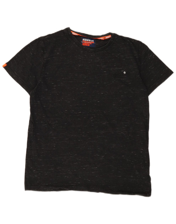 SUPERDRY Hombre Camiseta Top Medium Black Moteado De Algodón