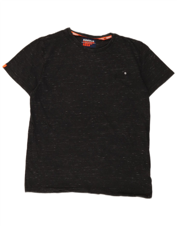 SUPERDRY Hombre Camiseta Top Medium Black Moteado De Algodón