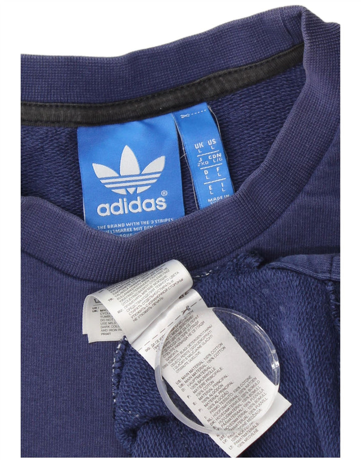 ADIDAS Hombre Sudadera Gráfica Jersey Grande Azul Marino Colorblock Algodón