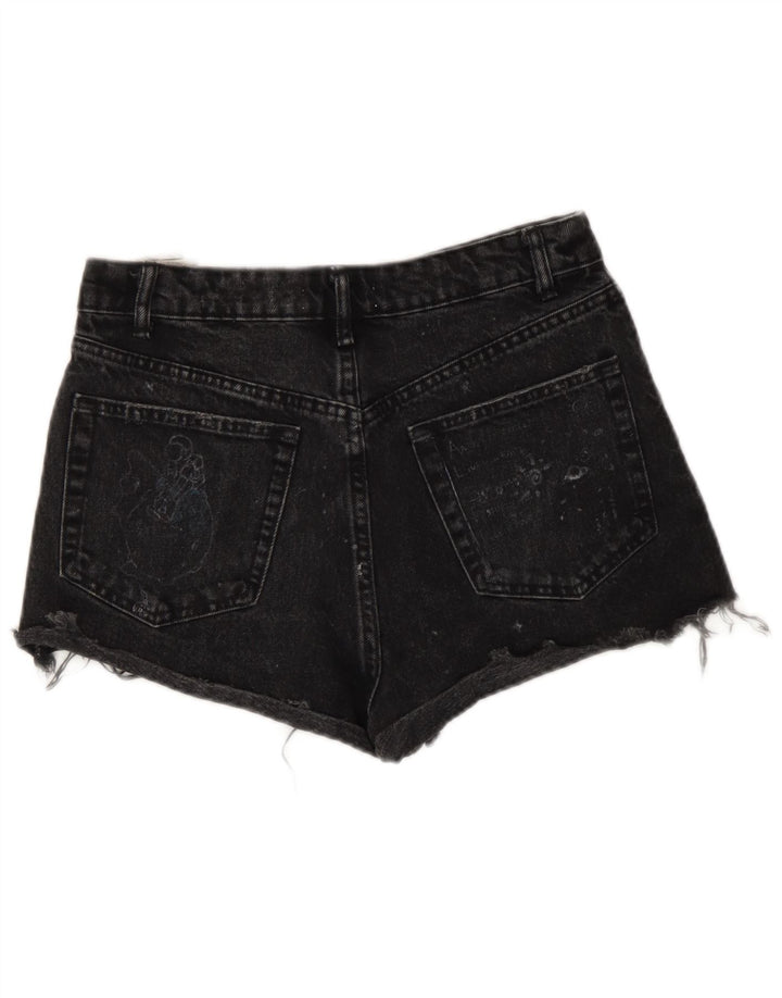 Zara Pantalones cortos de mezclilla desgastados para mujer EU 36 XS W26 Negro