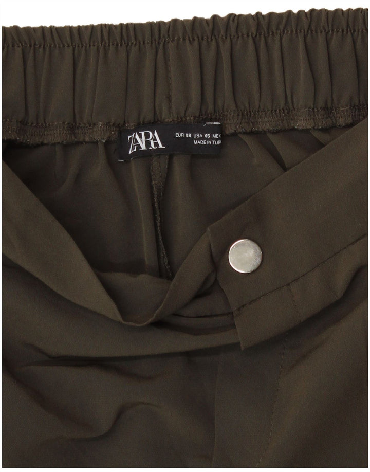ZARA Womens Joggers Cargo Trousers XS W24 L25 Khaki Polyester