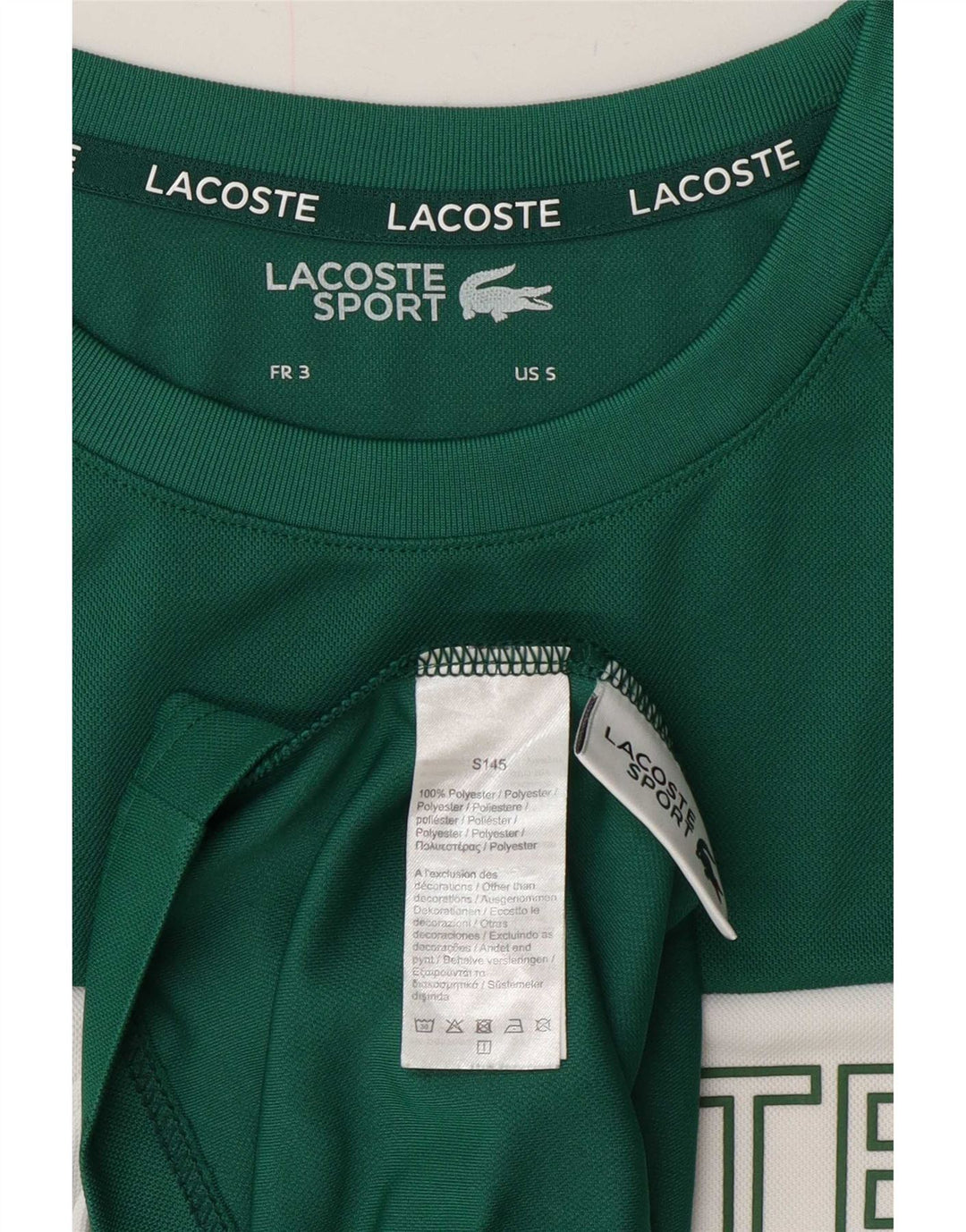 Lacoste Camiseta gráfica para hombre Talla superior 3 Pequeño Verde Colorblock Poliéster