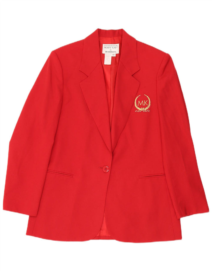 Mary Kay - Chaqueta tipo blazer para mujer, talla grande, larga, con 1 botón, talla 8, color rojo