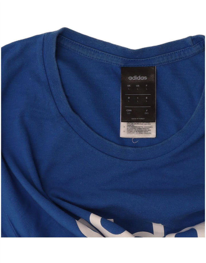 ADIDAS Camiseta gráfica para hombre Top grande de algodón azul