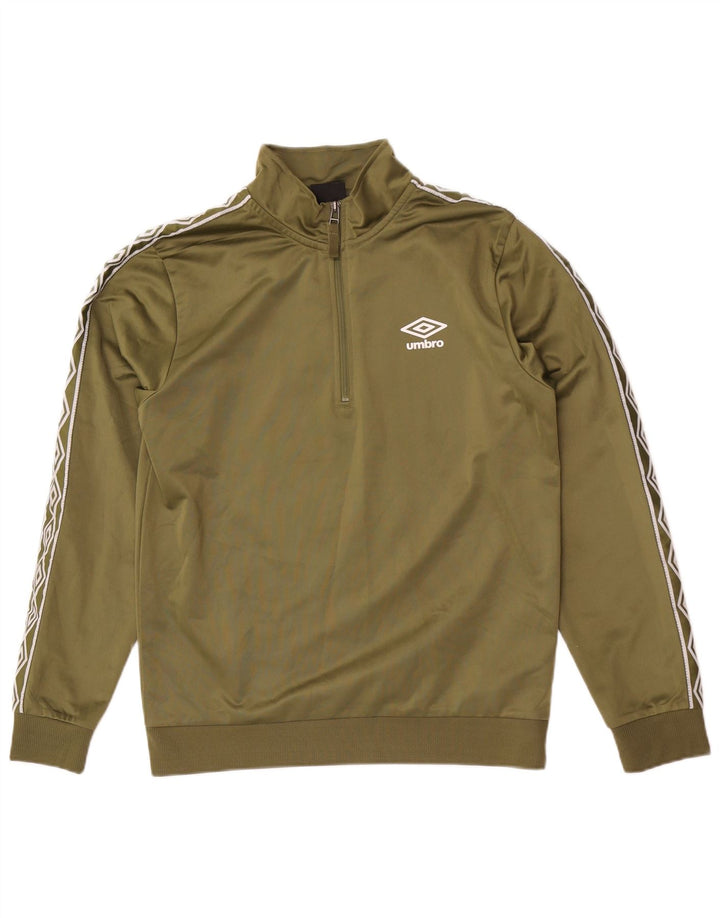 Umbro Hombre Graphic Zip Neck Sudadera Jumper Small Caqui Poliéster