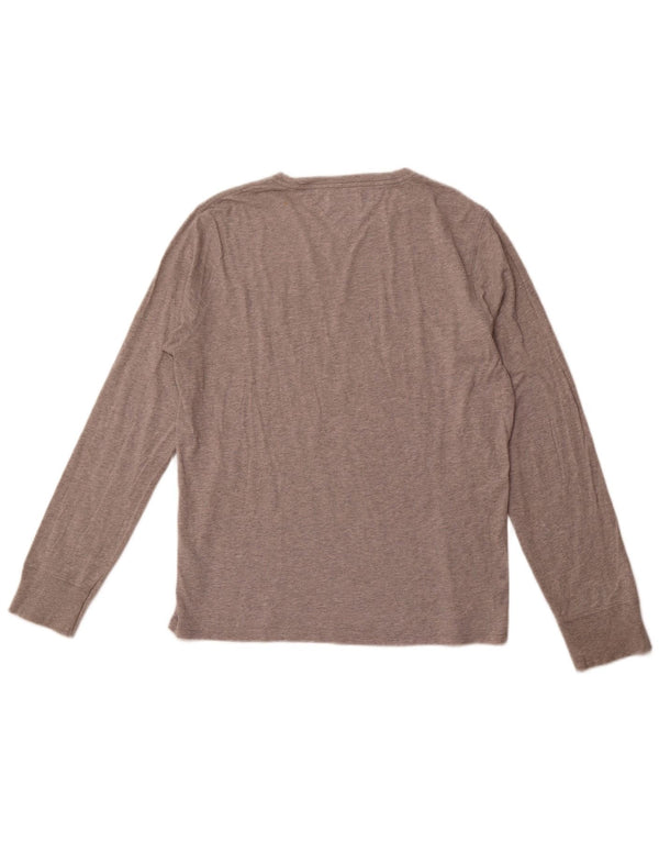 TOMMY HILFIGER Hombre Heritage Graphic Top Manga Larga Algodón Gris Medio