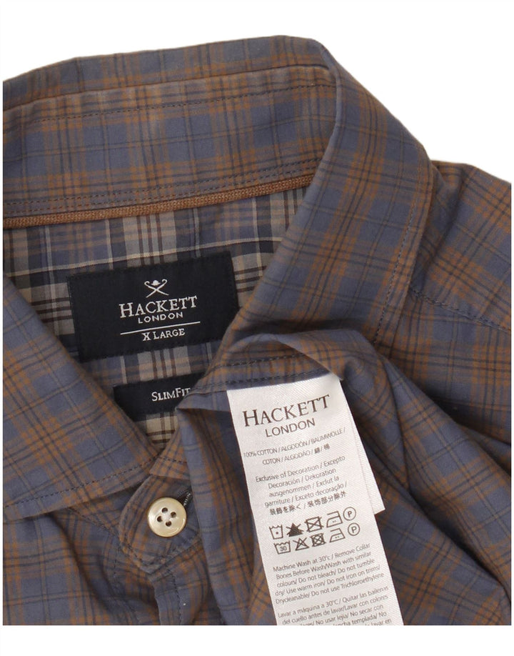 Hackett Camisa Slim Fit XL De Algodón A Cuadros Marrón Hombre