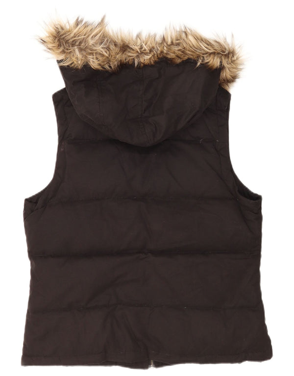 MINT VELVET Womens Hooded Padded Gilet UK 12 Medium Black Polyester