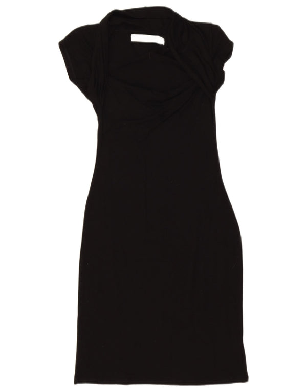 Zara Vestido Ajustado Mujer UK 8 Small Viscosa Negra