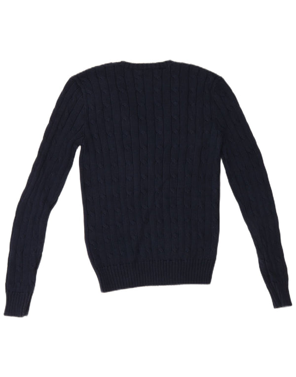 Polo Ralph Lauren Jersey con cuello en V para mujer UK 10 Small Azul marino Algodón