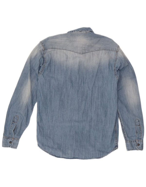 Camisa Vaquera Carrera Hombre Small Azul Algodón