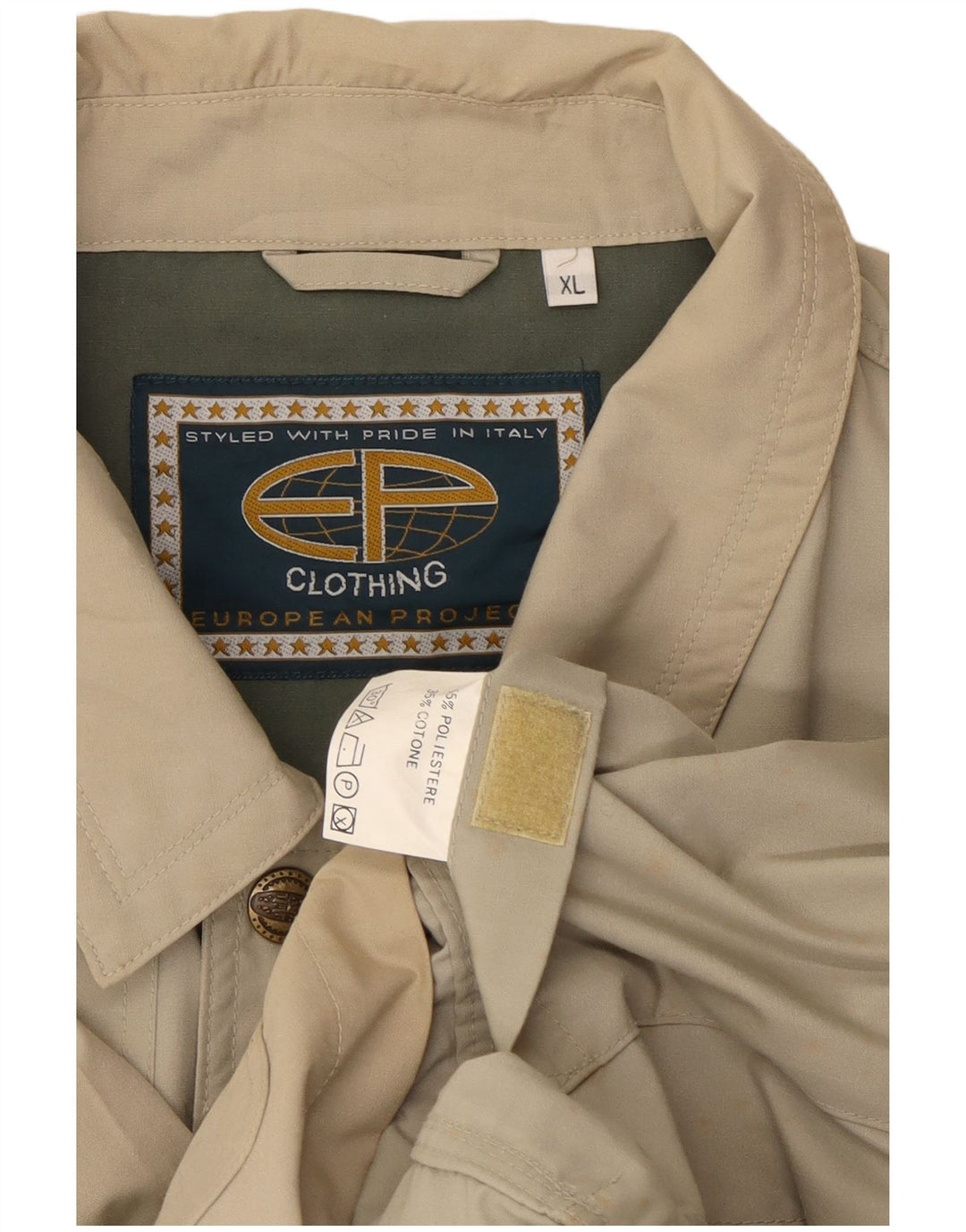 Chaqueta utilitaria vintage para hombre Reino Unido 42 XL Poliéster beige